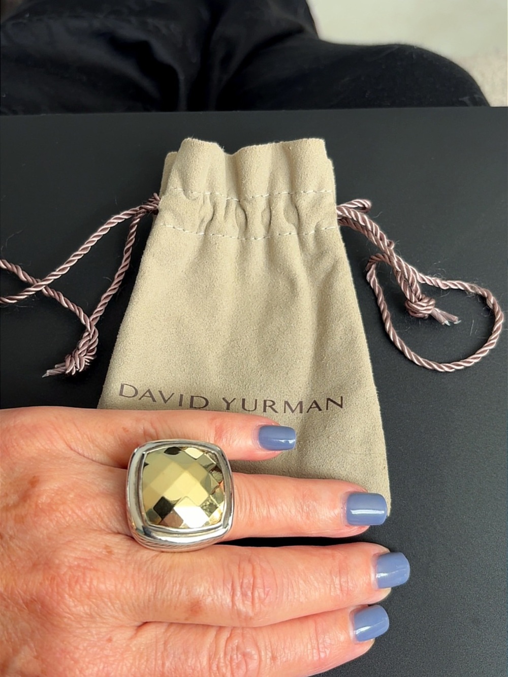 David Yurman Sterling Silver Cushion-Cut Lemon Quartz Statement Ring - Yellow